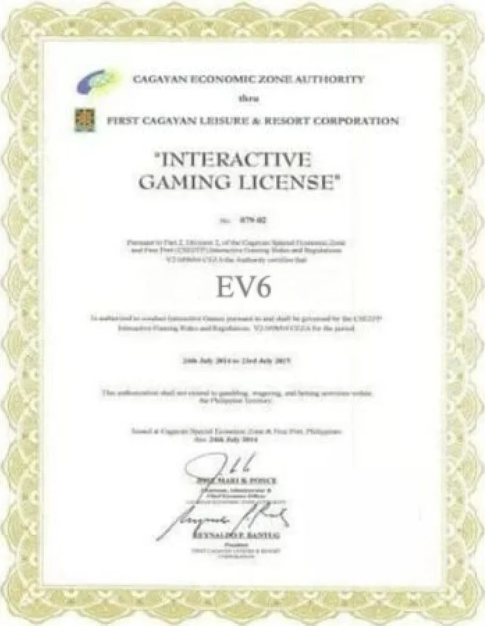 ev6 certificate official
